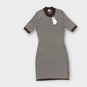 NWT Abercrombie & Fitch Printed Checkered Sweater Dress